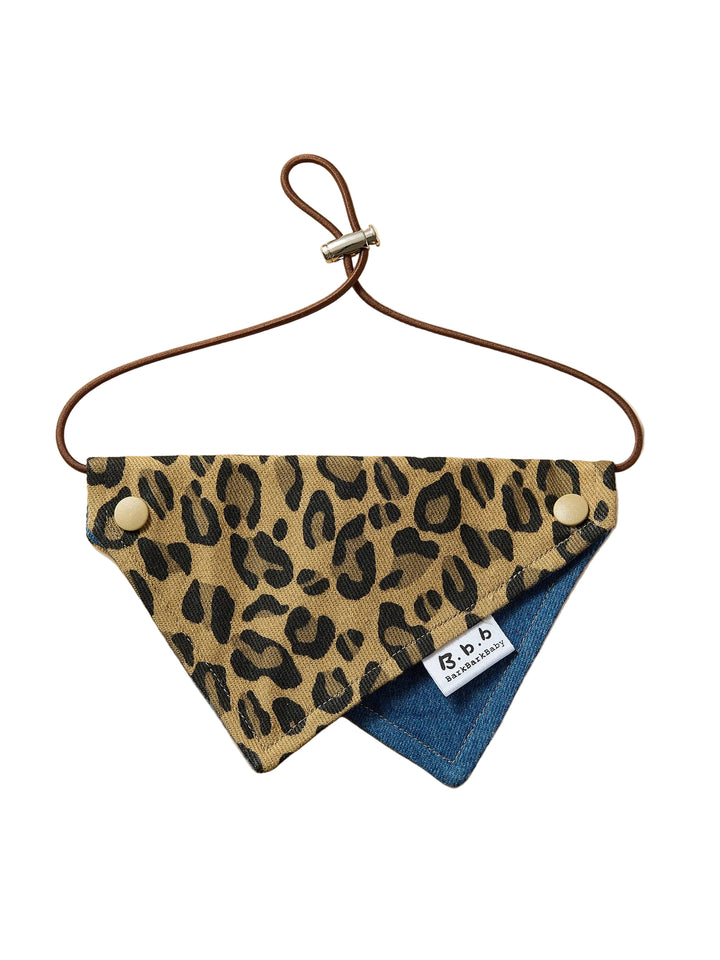 Leopard Print &amp; Denim Star Dog Bandana