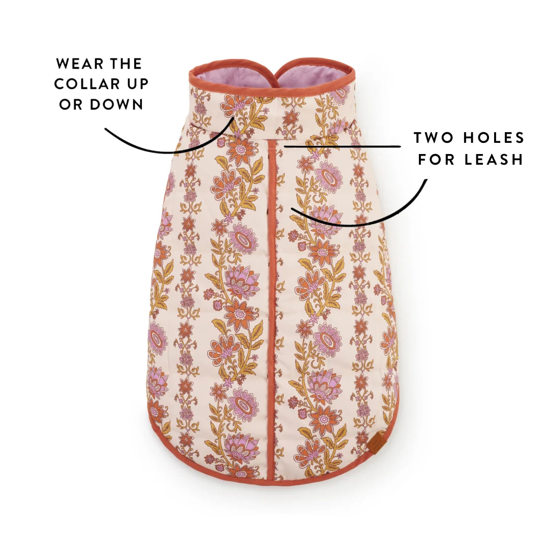 Blockprint Floral Reversible Dog Jacket