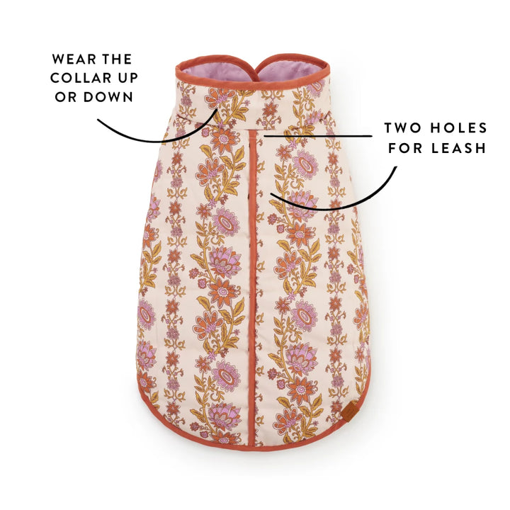 Blockprint Floral Reversible Dog Jacket