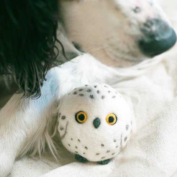Snow Owl Beastball Wool Dog Toy