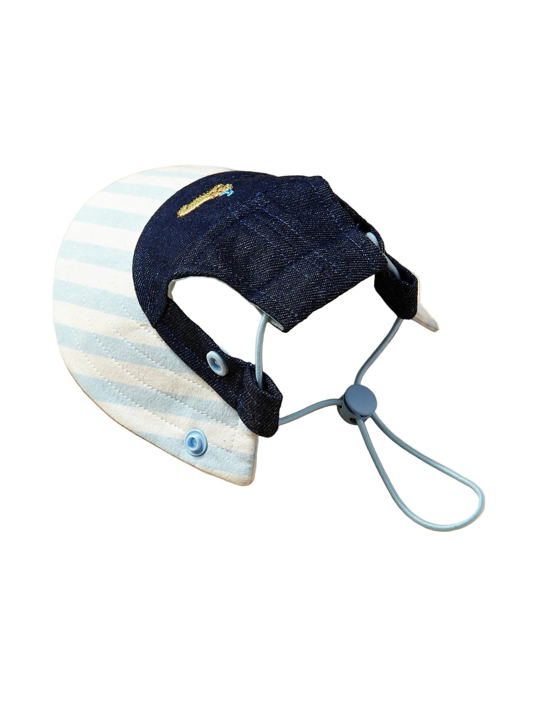 Baby Blue Striped Brim and Denim Dog Hat