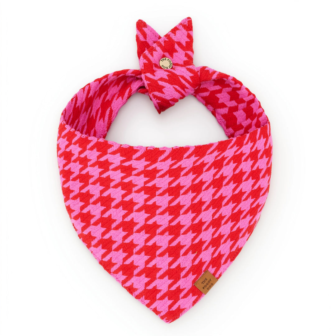 Pink and Red Houndstooth Dog Bandana