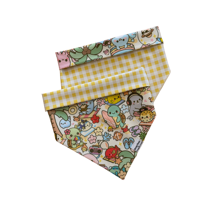 Summer Beach Party + Yellow Checker Reversible Bandana