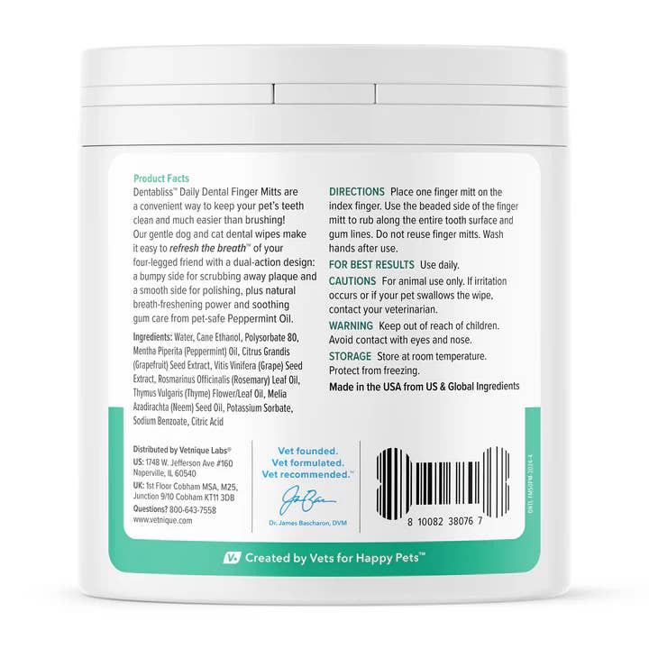 Dentabliss Peppermint Dental Wipes Finger Mitts 50ct