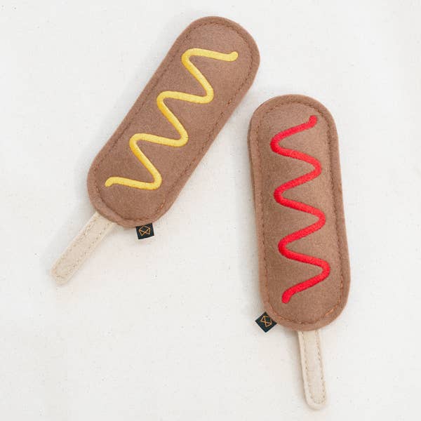 Corn Dog Squeaker Dog Toy