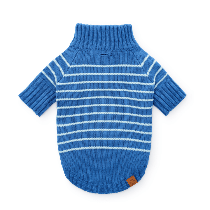 Blue Stripe Quarter-Zip Dog Sweater