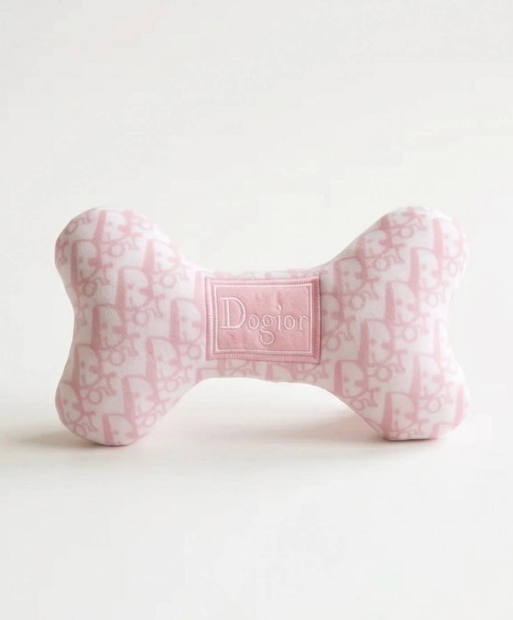 Pink Dogior Bone Plush Squeaker Dog Toy