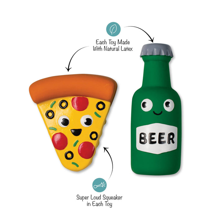 IN PIZZA WE CRUST LATEX DOG TOYS SET OF 2