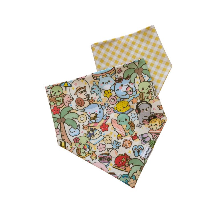 Summer Beach Party + Yellow Checker Reversible Bandana