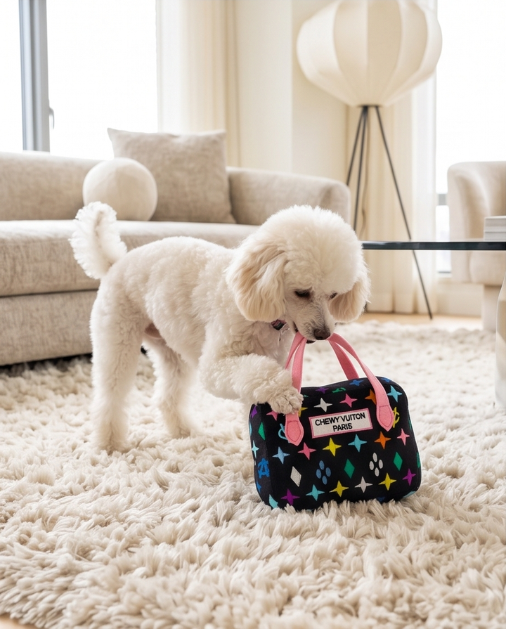 Black Monogram Chewy Vuiton Handbag  | Squeaker Dog Toy