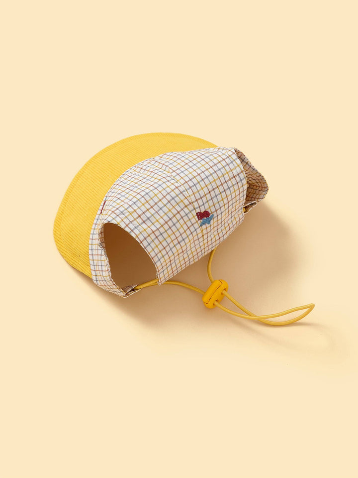 Sunny Days Yellow Checkered Dog Cap