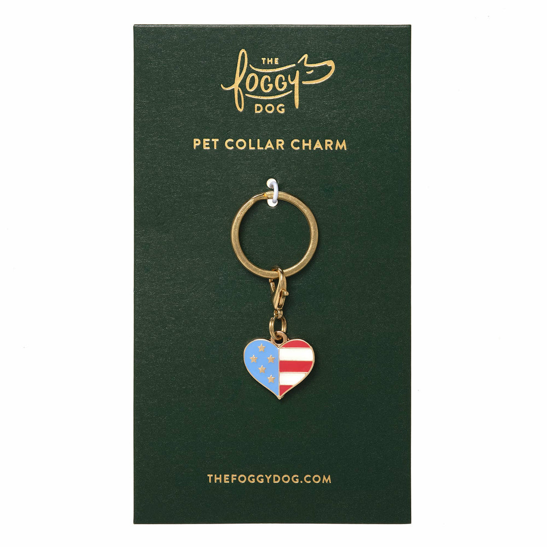 I Heart America Summer Memorial Day Collar Charm