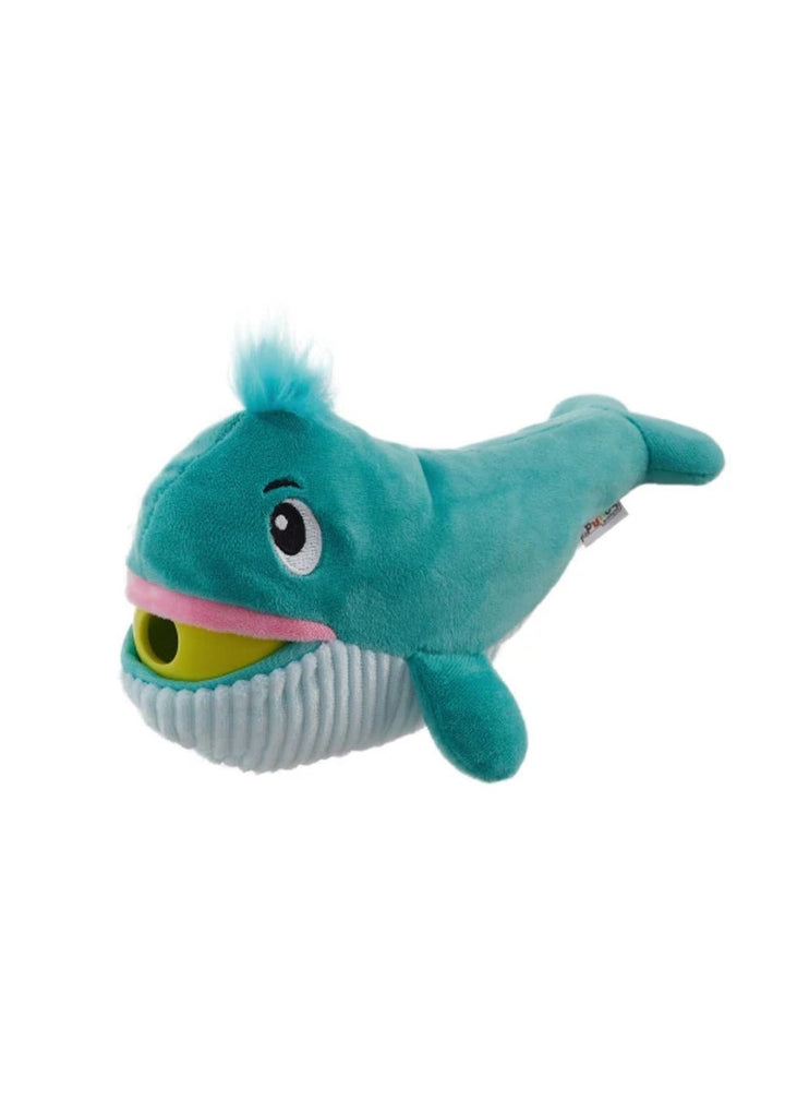 Nina Ottosson Big Mouthz Whale Interactive Plush Dog Puzzle Toy Blue