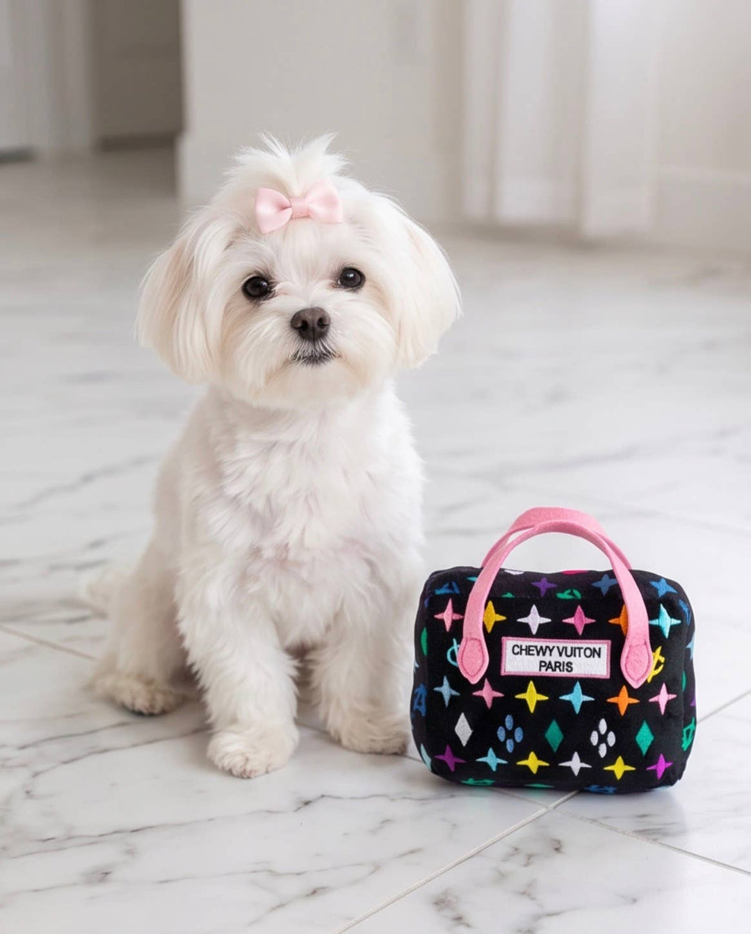 Black Monogram Chewy Vuiton Handbag  | Squeaker Dog Toy