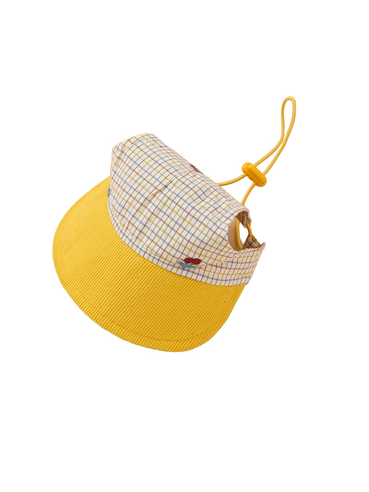 Sunny Days Yellow Checkered Dog Cap