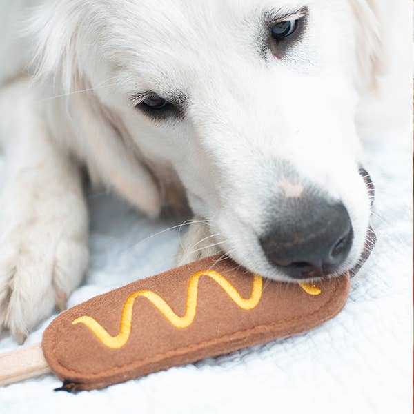 Corn Dog Squeaker Dog Toy