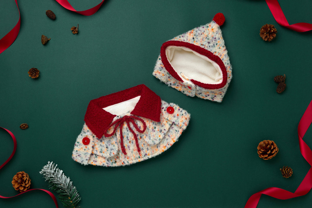 Christmas Holiday Tweed Cape Bandana with Bow