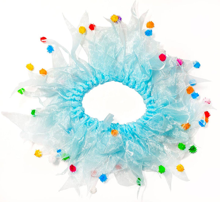 Party Pom Pom Collar Blue Medium
