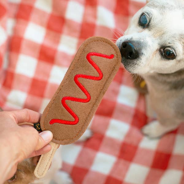 Corn Dog Squeaker Dog Toy