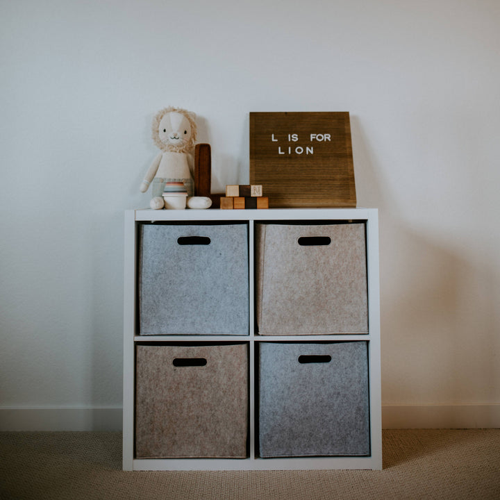 Grey Felt Cube Storage Bin