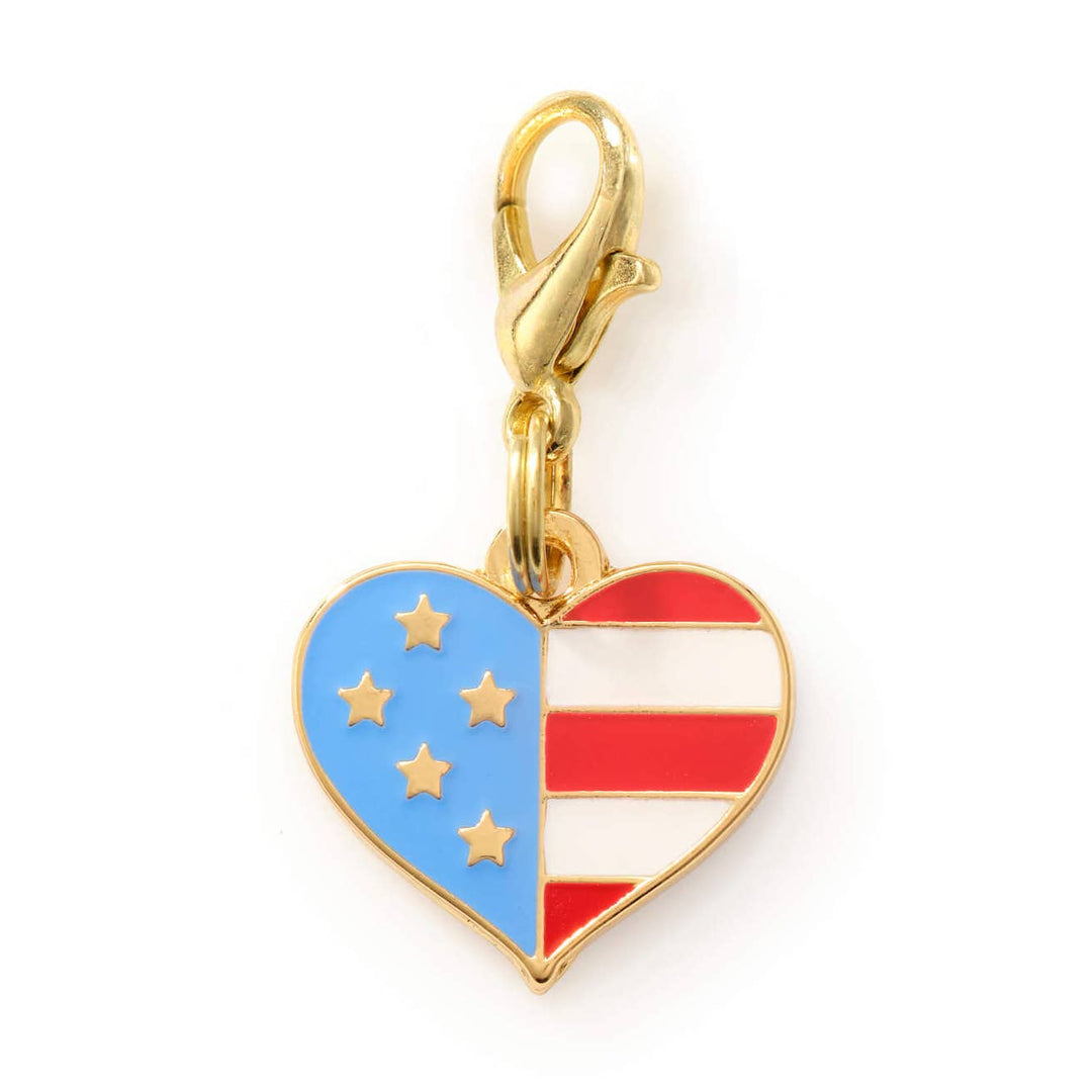 I Heart America Summer Memorial Day Collar Charm